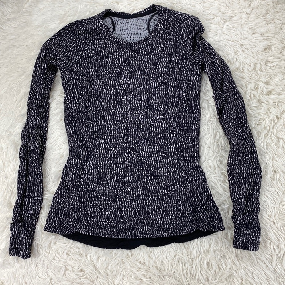 Lululemon Runderful Long Sleeve Knotted Jacquard Black White
